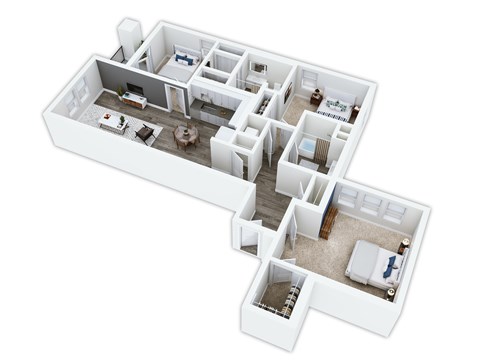 Floor plan for 3 beds, 2 baths, 1394 sqft